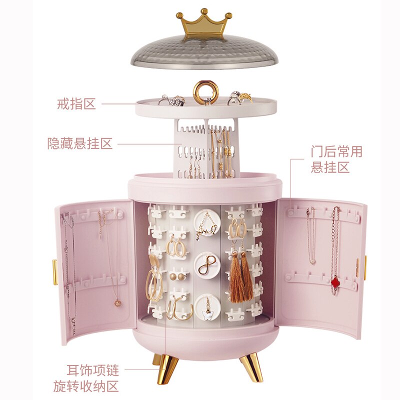 Luxus Dreh Schmuck Lagerung Kasten Haushalt Ohrringe Halskette Anzeige Stand Hohe Kapazität retro Bildschirm Schmuck Organizer fallen