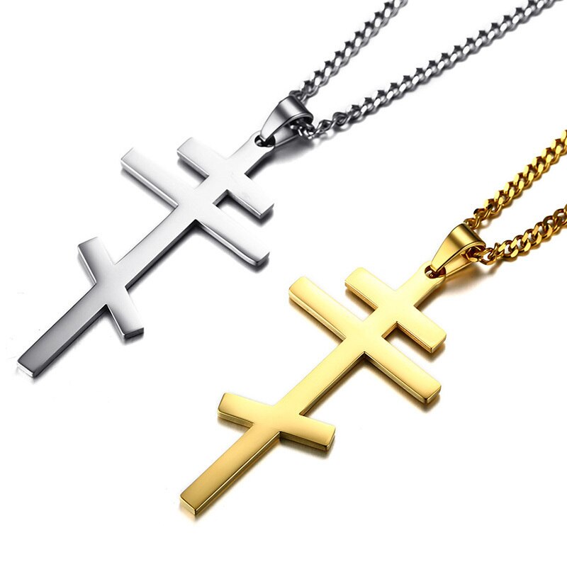Vnox Slavonic Cross Hanger & Ketting voor Mannen Orthodoxe Christendom Eeuwige Kerk Sieraden Rusland/Griekenland/Oekraïne