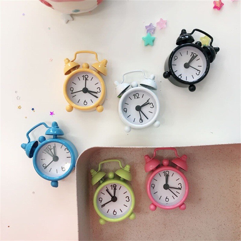 Mini Alarm Clock Electronic Round Number Double Bell Table Digital Quartz Clock Home Decoration Retro Portable Cute Durable