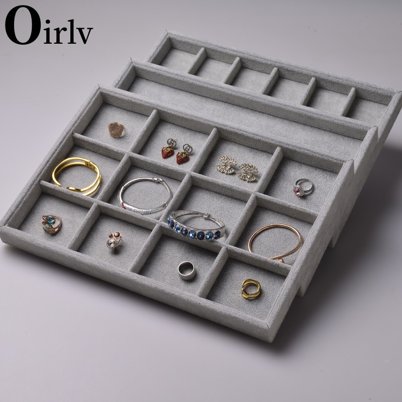 Oirlv-Plateaux à bijoux empilables en velours, PerfecSync Ders pour matiques, stockage de boucles d'oreilles, accessoires d'affichage