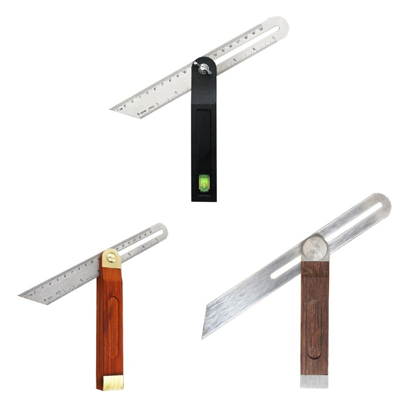 Angle Rulers Gauges Tri Square Sliding T-Bevel With Wooden Handle Level Measuring Tool Wooden Marking Gauge Protractor