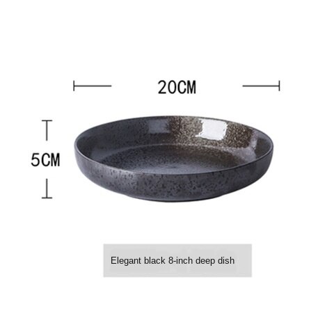 Japanese Style Ceramic Deep Dishes Household 8/10 Inch Salad Dish Dinner Plate Kitchen tableware Soup Bowl Serving Plates ZH655: color4