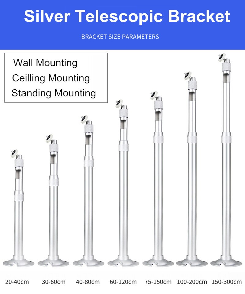 Aluminum Silver Ceiling Mount 20-40cm 30-60cm 40-80cm 60-120cm Expansion Adjustable Wall Mount Bracket For Projector CCTV Camera