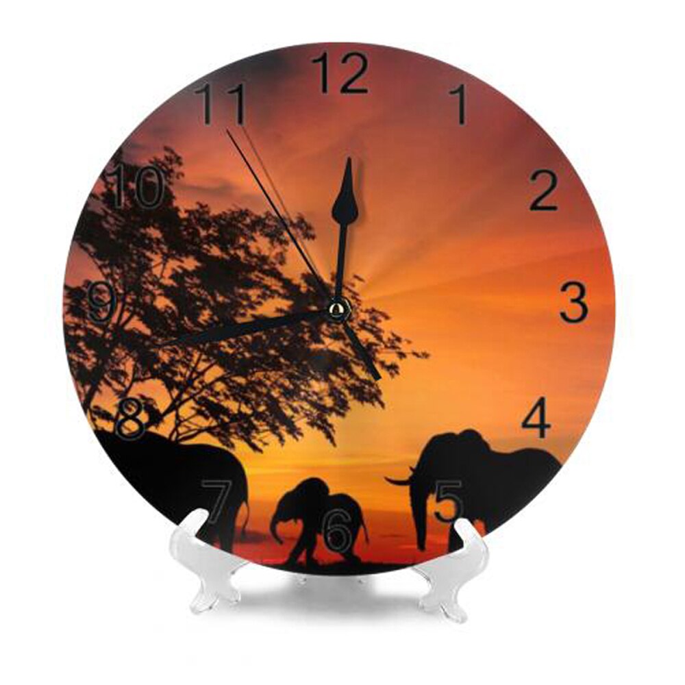Elephant Painting Wall Clocks Numeral Digital Dial Mute Silent Non-Ticking Battery Operated Clocks Decor Art for Living Room: SZA1140