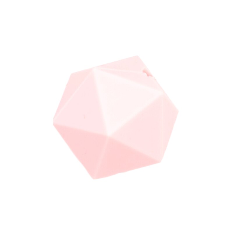 LOFCA 10 części/partia kulki silikonowe do ząbkowanie naszyjnik biżuteria DIY koraliki Icosahedron lepiej niż sześciokąt: rose quartz