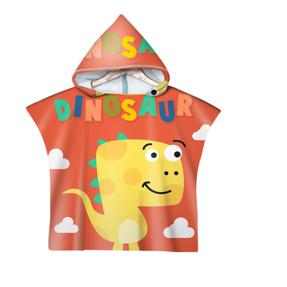 Leuke Dinosaurus Cartoon Kinderen Zwemmen Bad Hooded Mantel Strandlaken: 2
