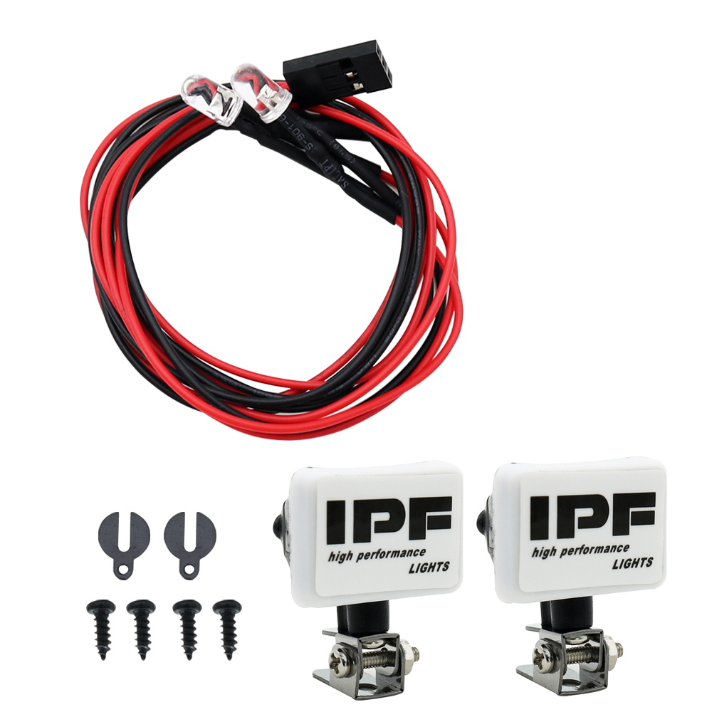 Feux leds ronds blancs INJORA avec support 14.8mm (x2) - AX-5100W