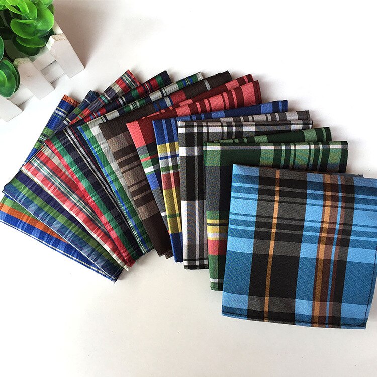 Classy Paisley Plaid Check Mens Silk Handkerchiefs Red Gray Blue Black Yellow Men Wedding Pocket Square