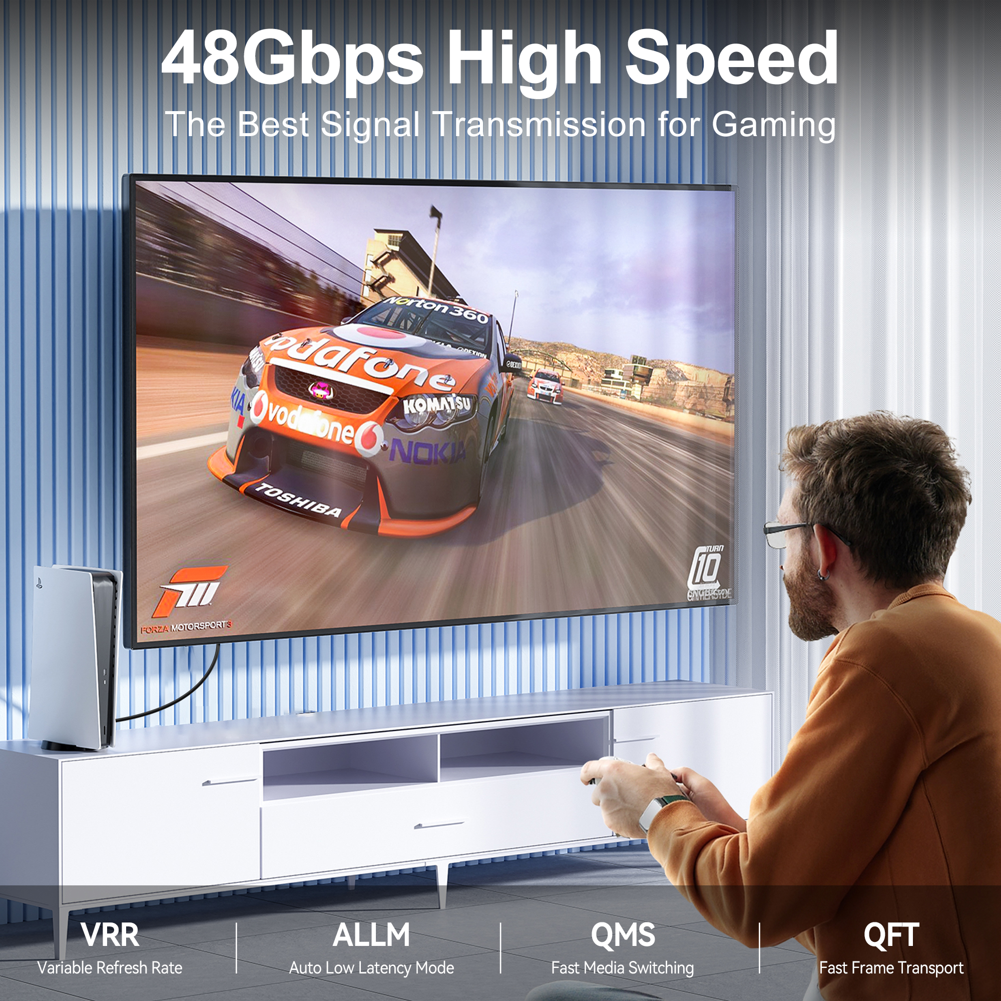 HDMI Cable 2.1 Splitter 4K@120Hz 8K@60Hz 48Gbps Adapter For EARC ARC HDCP Ultra High Speed Video Cable PC Laptop Projector HD TV