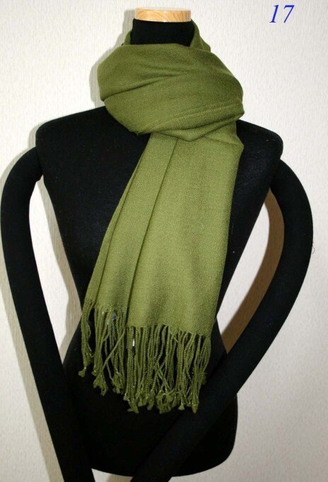 black Chinese dames Zijde Pashmina Shawl Sjaal Wrap Sjaals WS008-S: Army Green