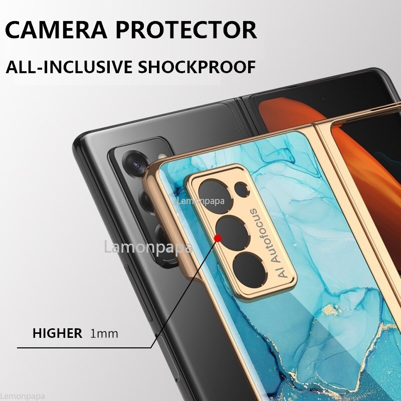 Tempered Glass Case for Samsung Galaxy Z Fold 2 5G Cover All-inclusive Luxury HD Front Glass Shell for Samsung Z Fold 2 Case