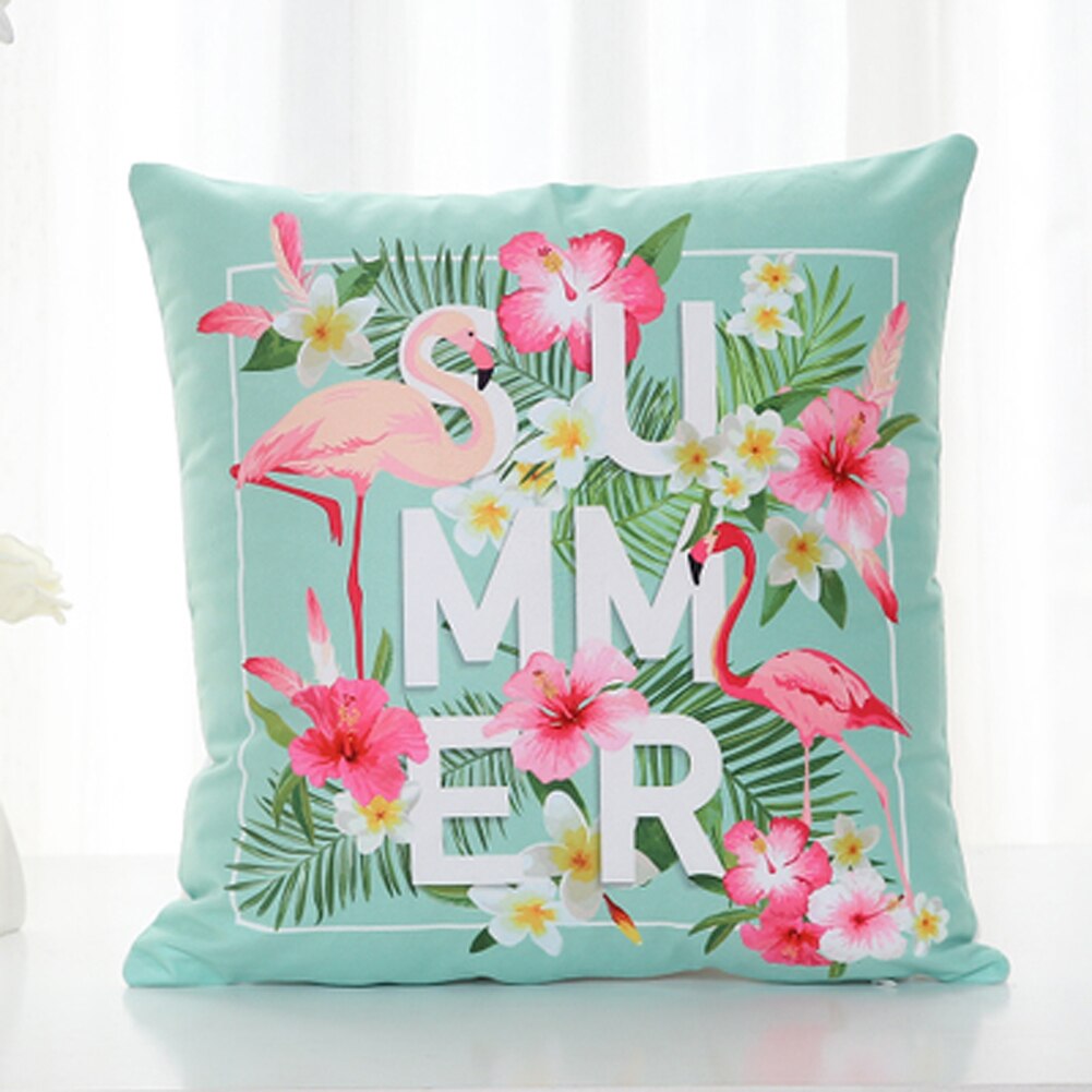 Nordic Flamingo Tropische Blad Kussenhoes Bloem Polyester Sierkussen Woondecoratie Sofa Decoratieve Kussensloop: 7