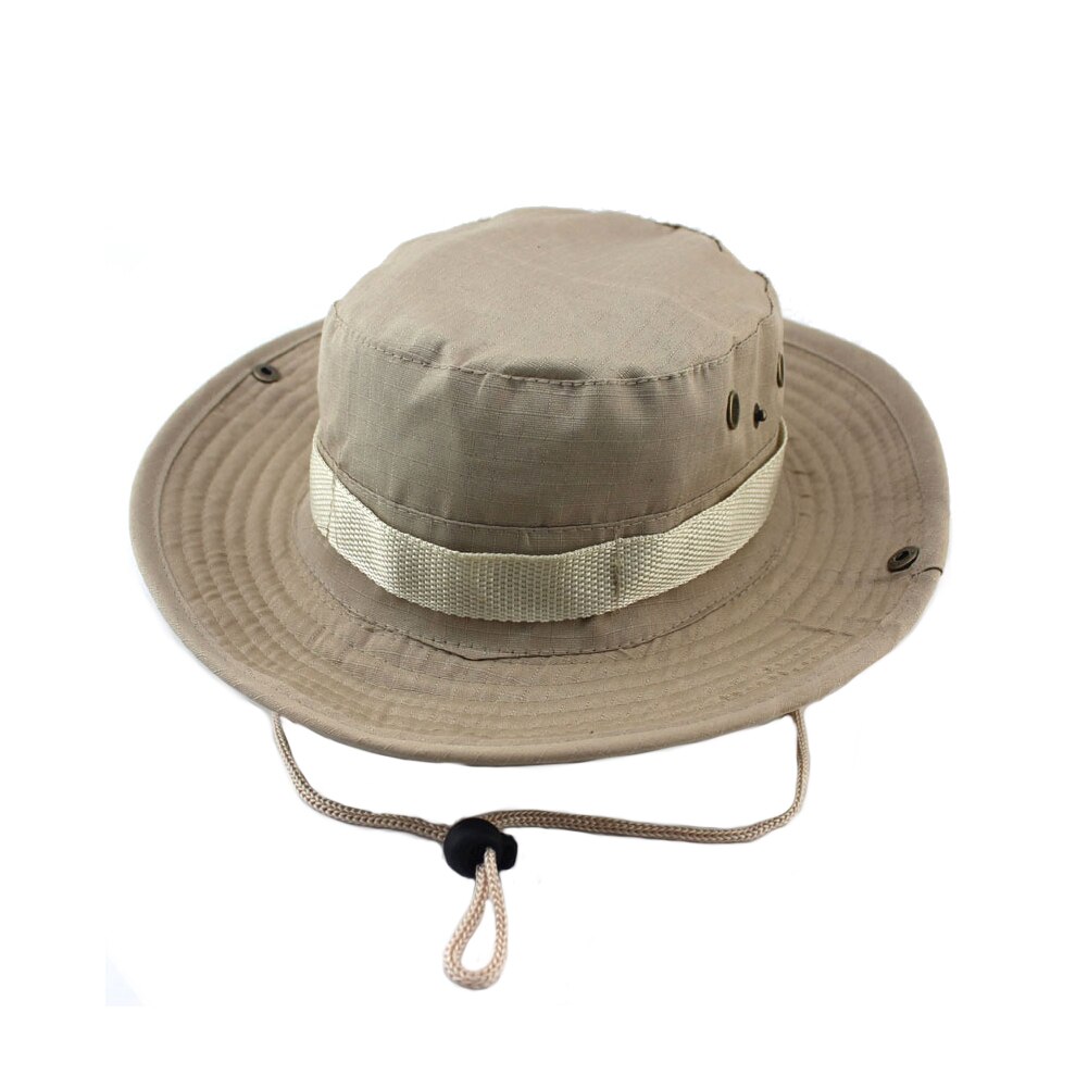 Sommer camo fisker afslappet spand camping vandreture rejser fiskeri bjergbestigning sombrero solskærm bonnie hat til kvinder mænd: Lys kaki