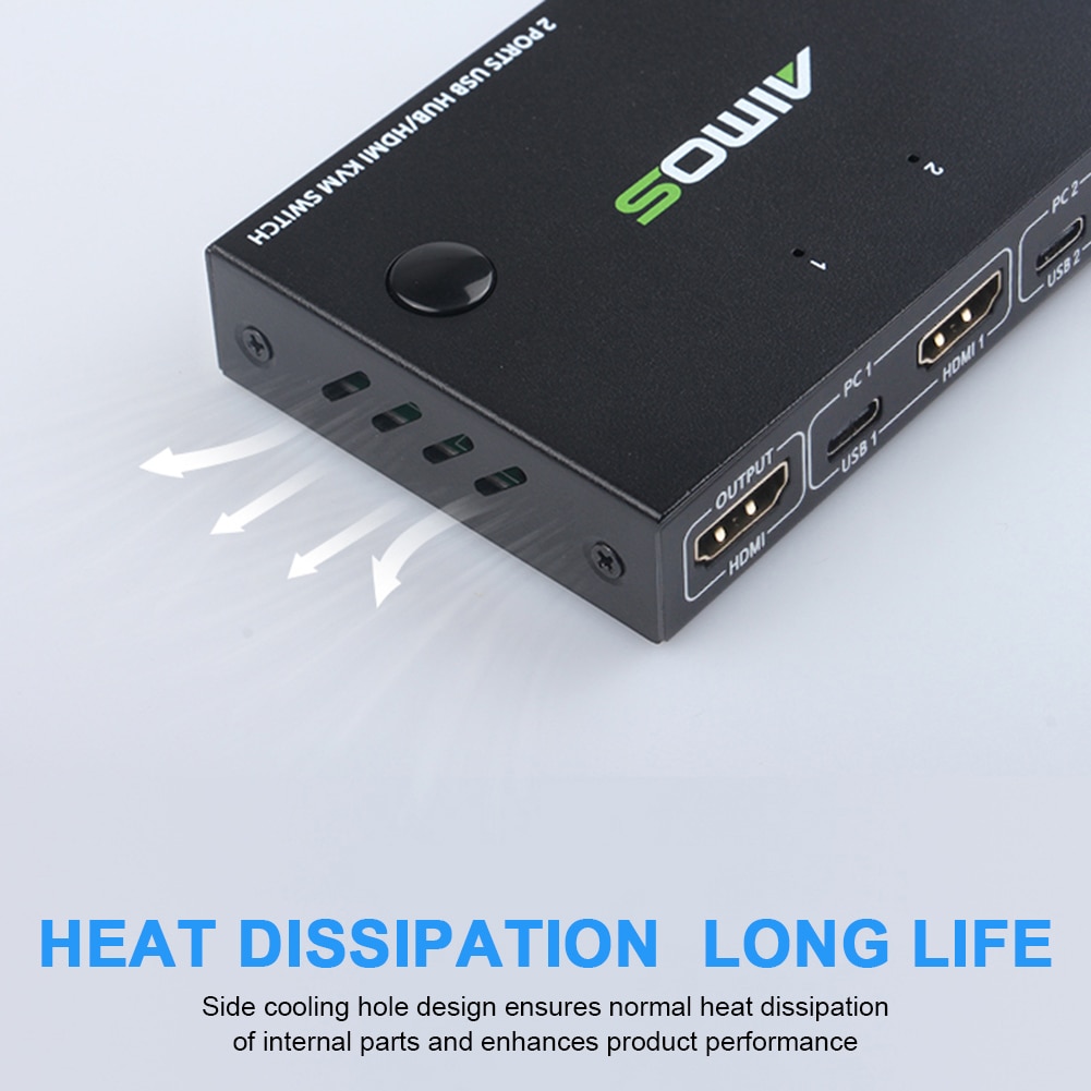 Ut 4k usb hdmi kvm switch box video display usb switch splitter för 2 pc delande tangentbord mus skrivare plug and paly