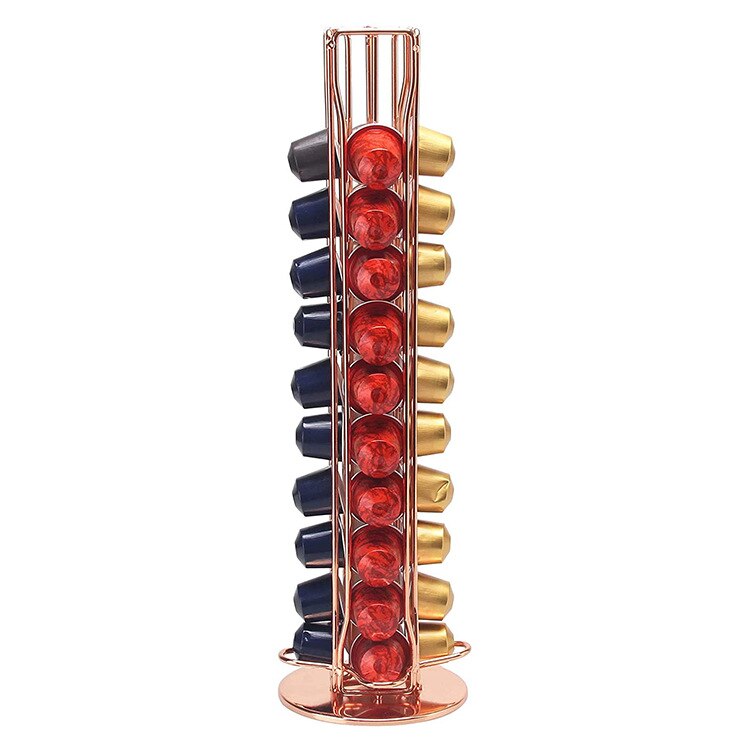Soporte giratorio para cápsulas Nescafé Dolce Gusto, estante de almacenamiento de Metal, 24 tazas: 40cup-Rose Gold