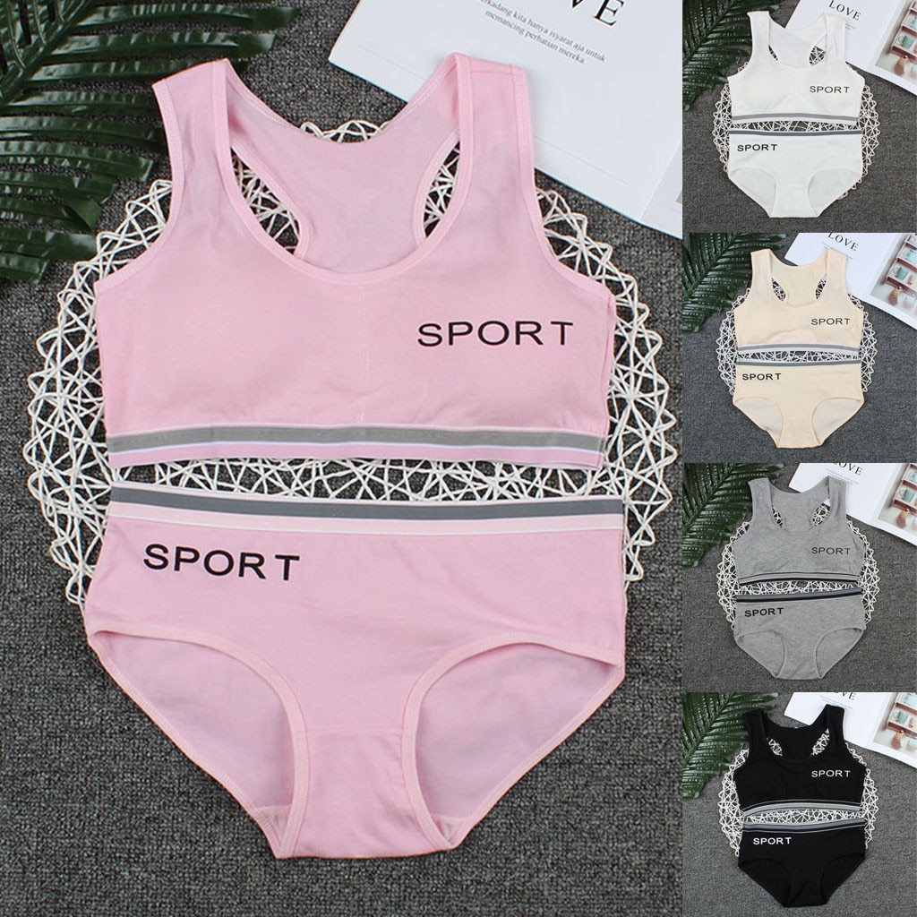 sports girls bra set Sling Underwear for Kids Teenager Training puberty bras May 7th