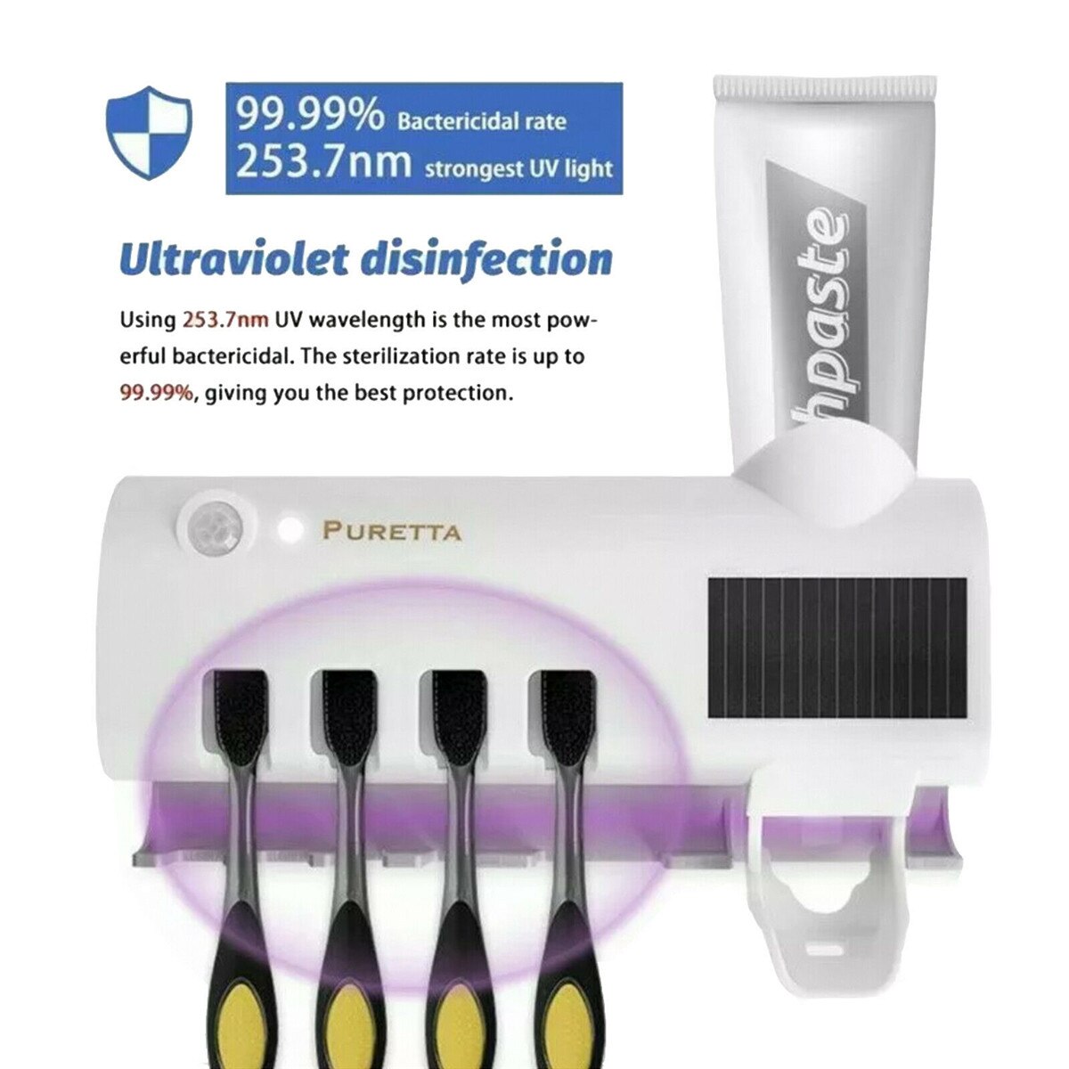 UV Light Ultraviolet Toothbrush Sterilizer 3 in 1 Toothbrush Holder Automatic Toothpaste Squeezers Dispenser Home Bathroom Set