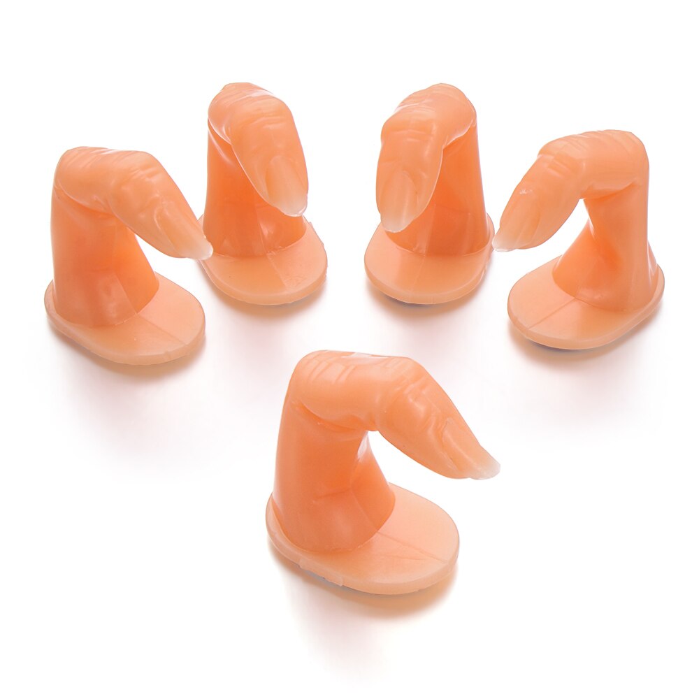 Professionele Acryl Gel False Hand Nail Art Training Plastic Nep Vinger Manicure Model Flexibele Diy Zachte Display Nail Tool: 5pcs Fake Finger
