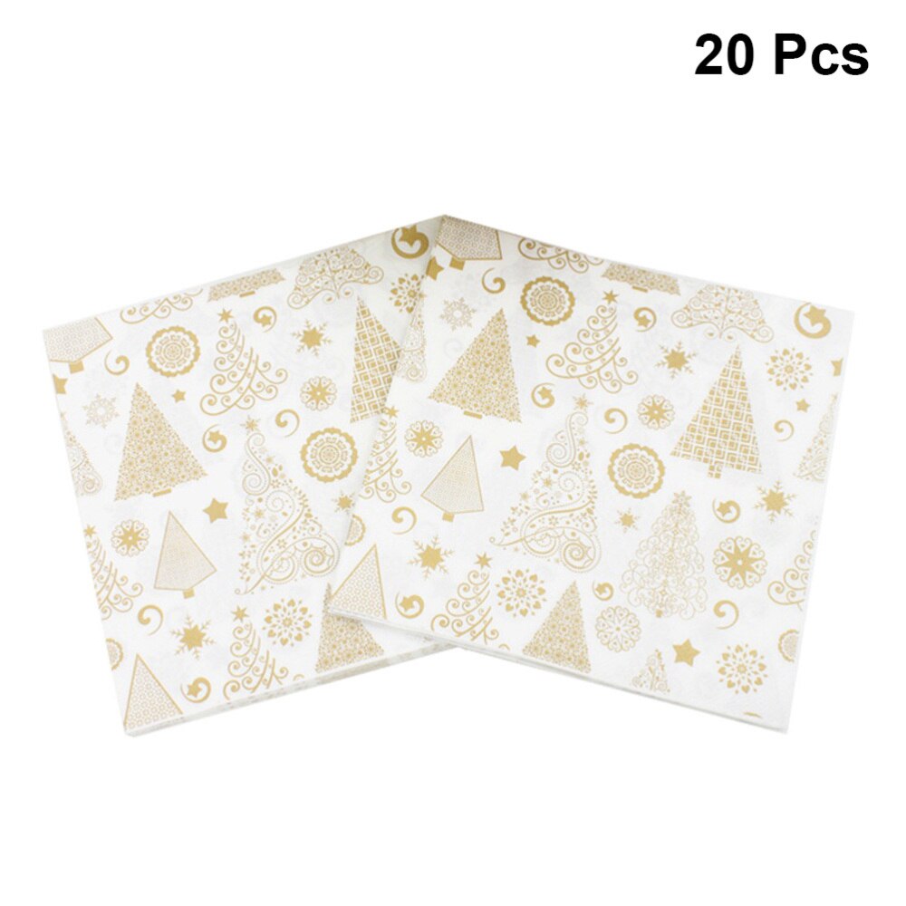 20 Stuks Gedrukt Kerst Servetten Xmas Tree Patroon Houtpulp Tissue Diner Servetten Verjaardagsfeestje Gunsten Supplies