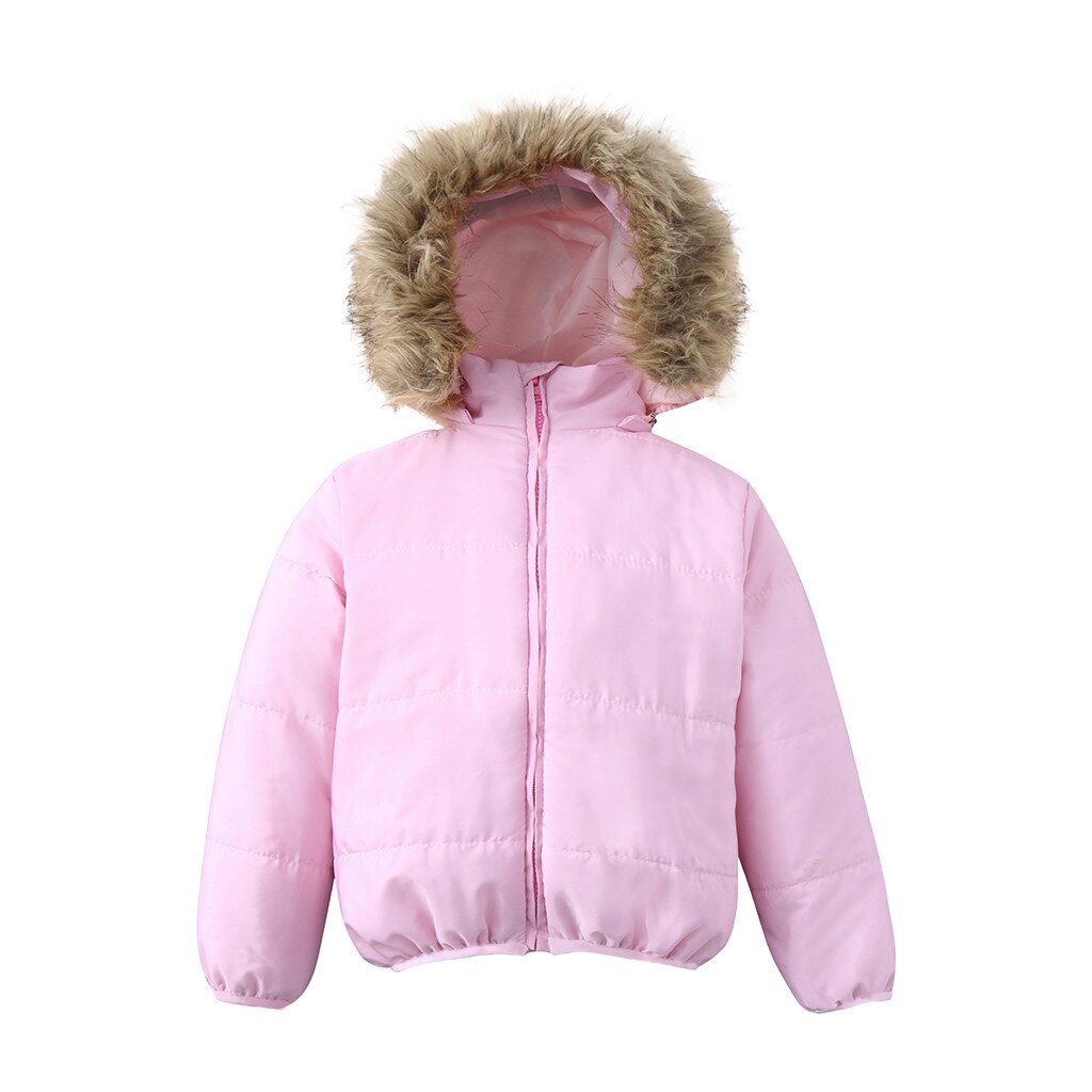 Kids Baby Toddler Boy Girl Warm Faux Fur Hooded Winter Jacket Coat Outerwear dropshiping W1220: Pink / 12M