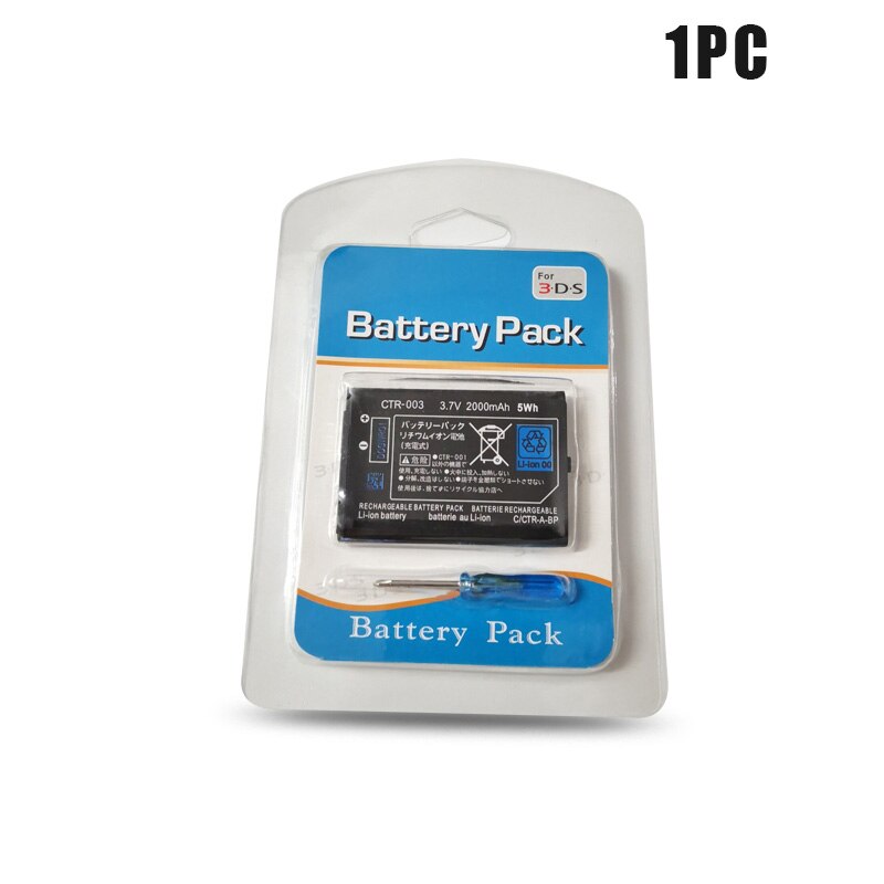 1-10PCS 3.7V 2000mAh Lithium Rechargeable Battery Pack +Screwdriver for Nintendo 3DS Game Console Replacement Batteries CTR-003: 1PC