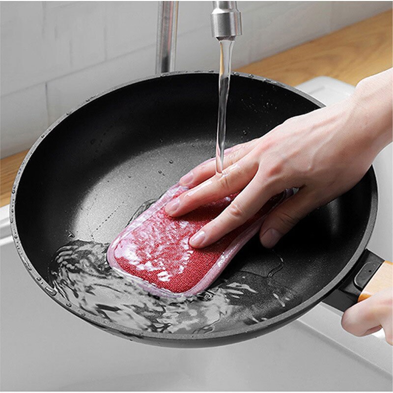 Esponja de nailon de doble cara para limpiar platos, cepillo de limpieza de descontaminación, estropajo, trapo, cocina, hogar, utensilios para lavar platos y tazas