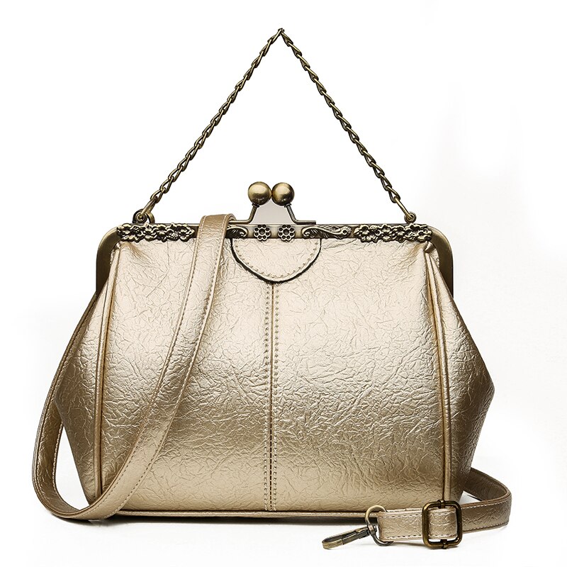 Bolso de cuero de poliuretano para mujer, bandoleras cruzadas, Vintage, suave, de de: Gold