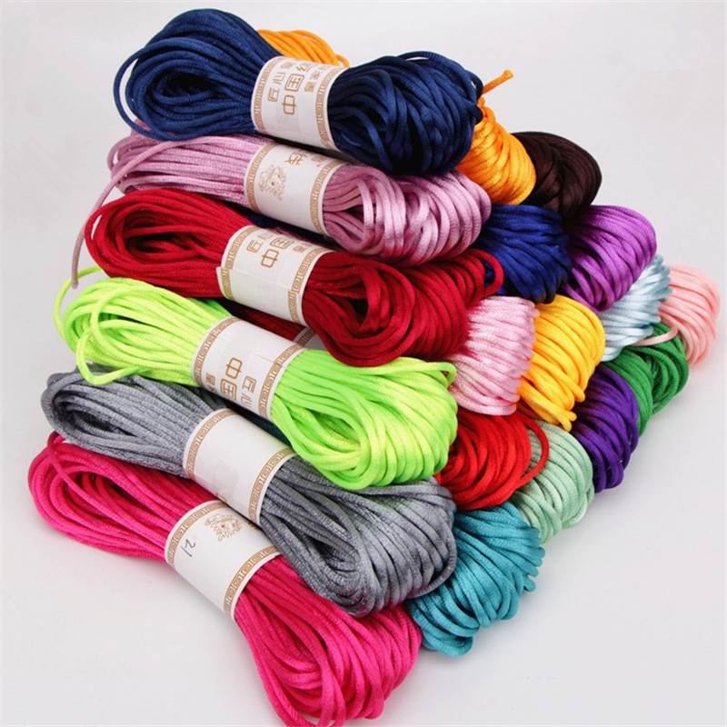 20m färger mjukt satin siden macrame sladdar diy kinesisk knut handgjorda väva rep smycken fynd pärlor dekorativt snöre touw