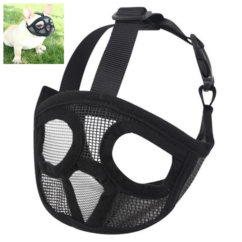 Hond Muilkorven Verstelbare Franse Bulldog Snuit Hond Mondmasker Ademende Snuit Voor Anti Stop Blaffen Voorkomen Bijten: Rood