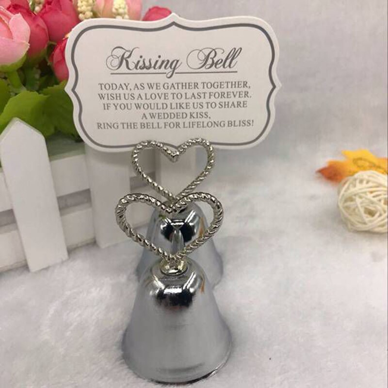 20Pcs"Kissing Bell" Silver Bell Place Card Holder/Photo Holder Wedding Table Decoration Favors