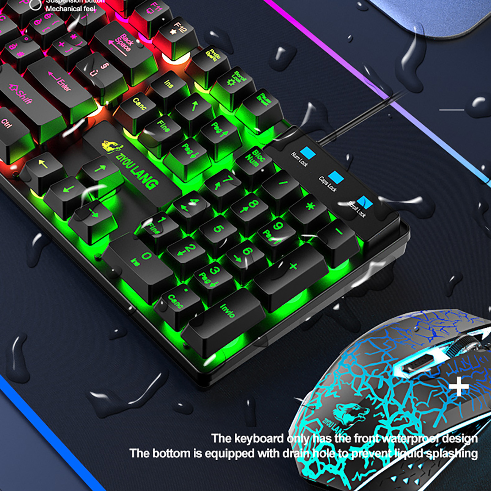 Rainbow Keyboard Gamer Kit Wired Gaming Mouse Kit Backlight Computer Mechanical Keyboards PC Backlit Game Keyboard Mouse Set