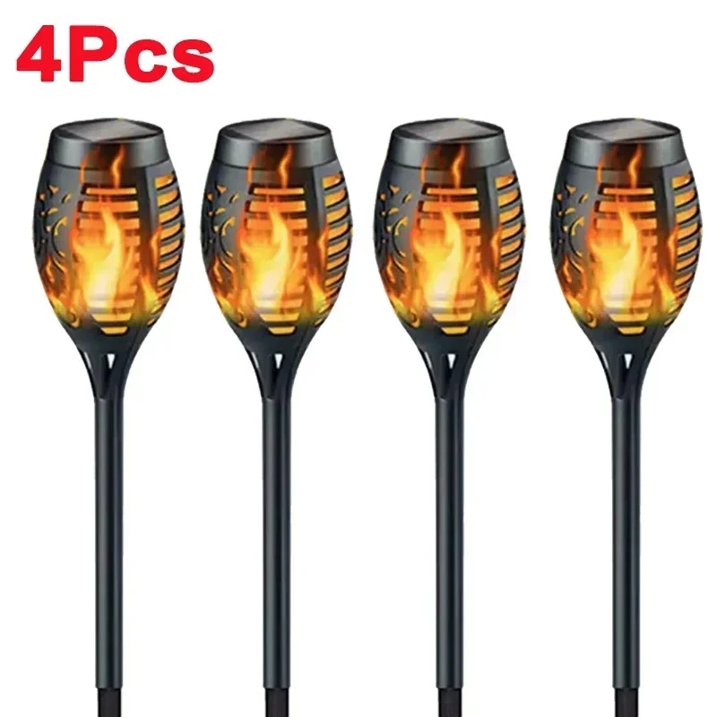 4/2/1Pcs Solar Flamme Lichter Taschenlampe Flackern Licht Wasserdicht Garten Dekoration Im Freien Rasen Tiki Led Pfad Yard terrasse Boden Lampe: orange
