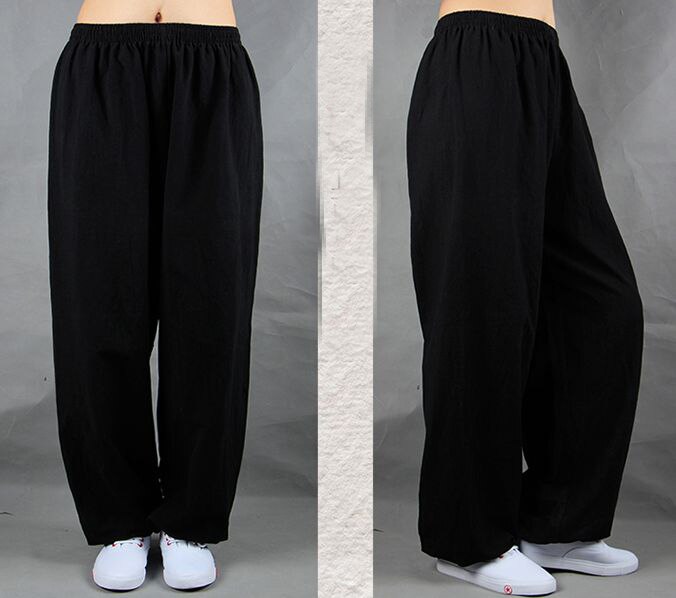 unisex Cotton&linen Practise Tai chi taiji pants taichi wushu bloomers kung fu martial arts trousers black/green