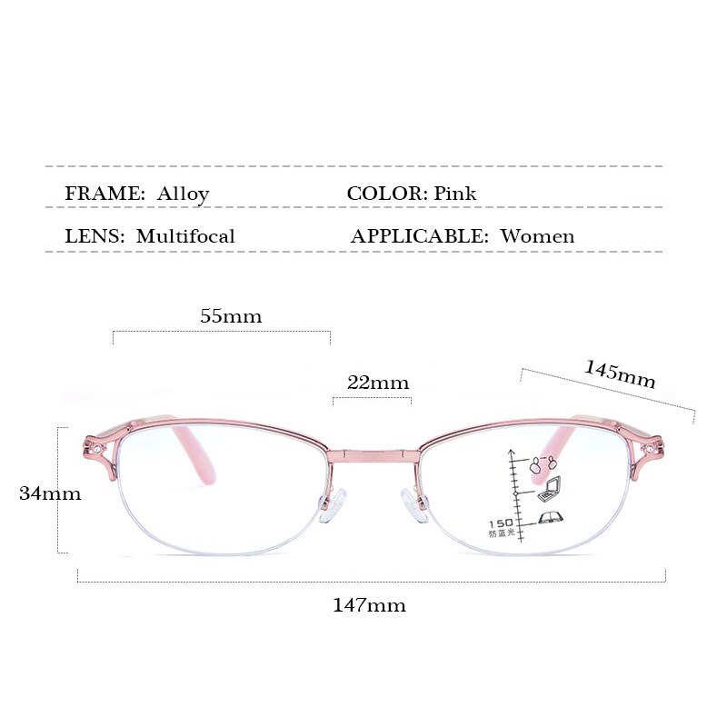 Roze opvouwbare progressieve multifocale leesbril voor dames, mart zoom, brillen voor ouderen, draagbare presbyopische brillen voor heren.