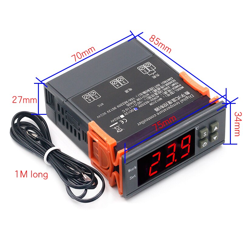 MH-1210W/Ultra-wide voltage microcomputer intelligent digital display thermostat Wide voltage rangeDC12 24V AC90-250V