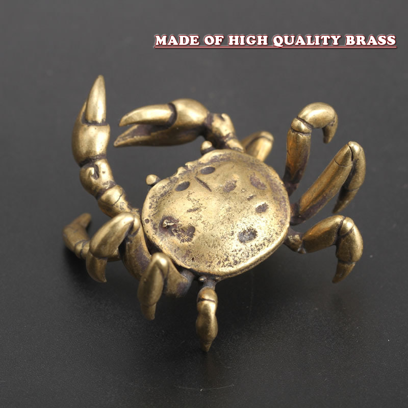 Mini Statue De Crabe En Laiton Bronze - Décoration Dorée - 6,5x6 Cm - Sculpture Déco