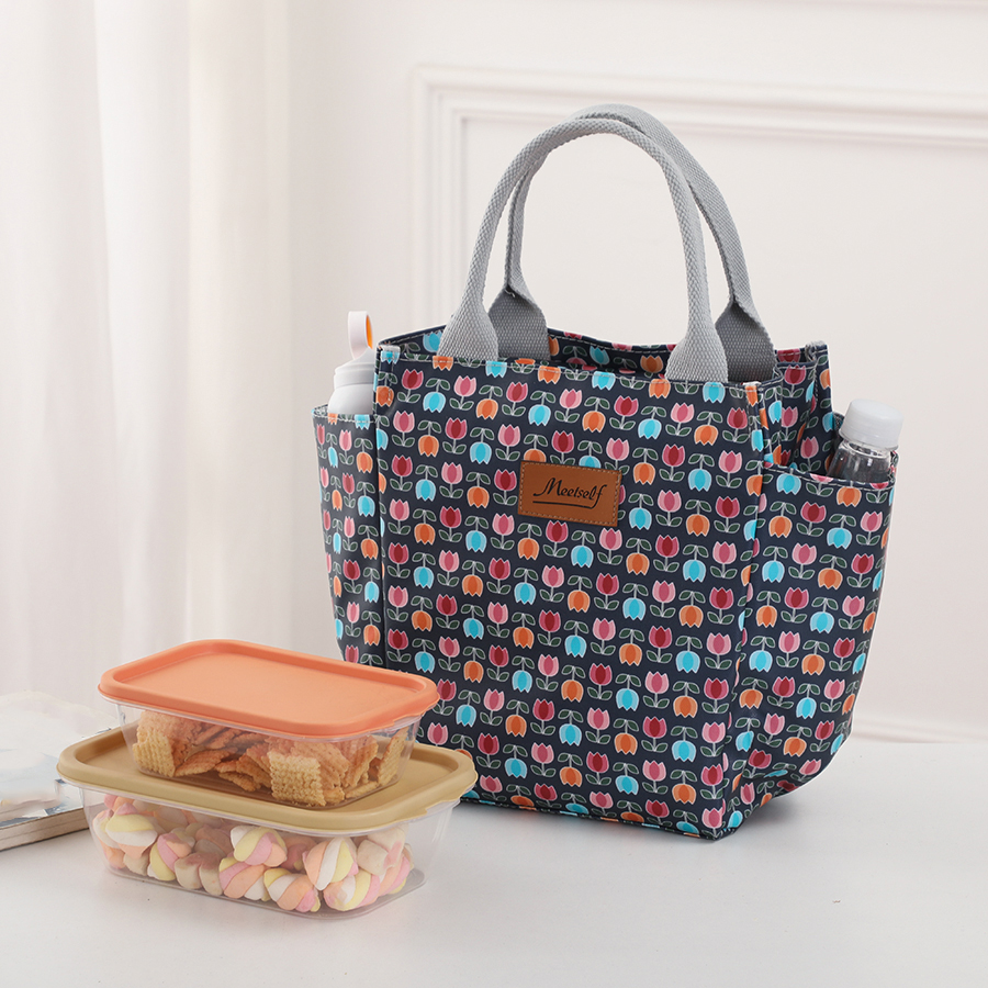 Pracownicy biurowi wychodzą z ryżową torbą na lunch termiczna torba bento modna torba płócienna torba do noszenia w ręku torba dla mamy: zgniły zielony