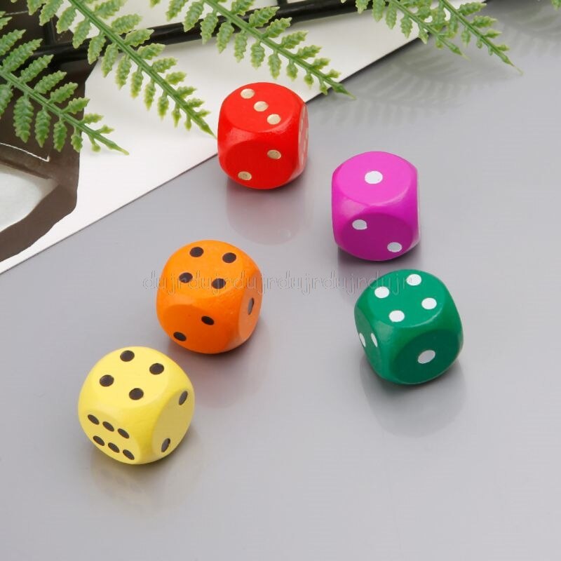 5 pçs 16mm madeira dados número canto redondo hexahedron para festa de família dnd criança brinquedos d11 19 dropship