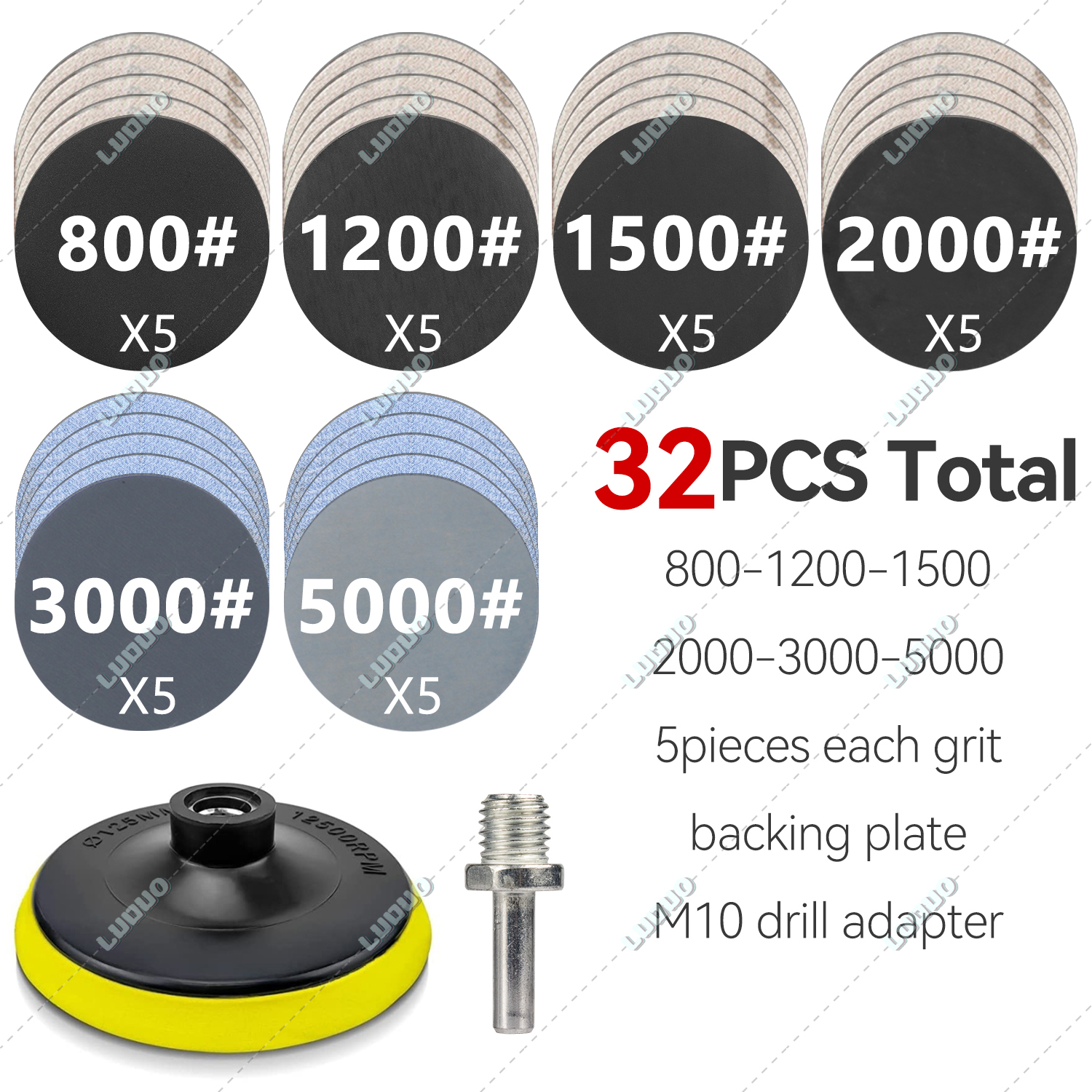 Foglio di levigatura rotondo a umido Carta vetrata per lucidatura a secco per dettagli auto Accessori per smerigliatrice per ripristino fari Carta per dischi abrasivi: Incolore