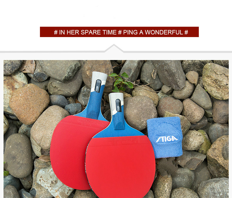 STIGA pro – raquette de tennis de table, 5 étoiles, meilleure , en carbone, avec raquette de ping-pong en caoutchouc, manche court