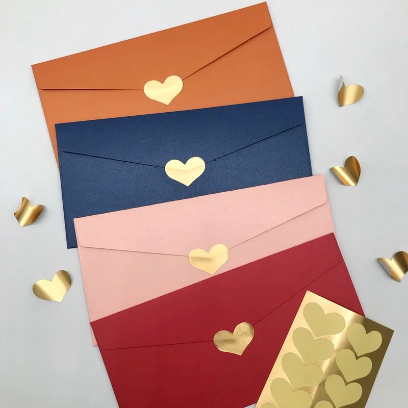 Thank you stickers Golden Heart Shaped Sticker business Box Packaging Sealing Label Baking DIY Party Stickers sheets