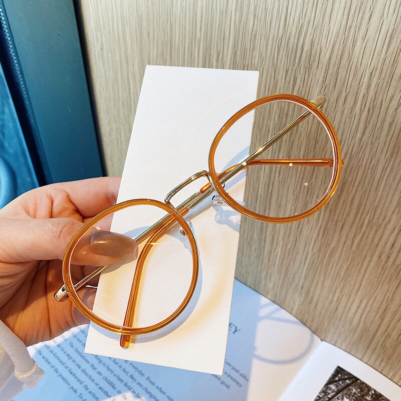 Imwete isot pyöreät lasikehykset miehet naiset metallilasien kehykset vintage optiset silmälasit mustat valkoiset silmälasit: Oranssi