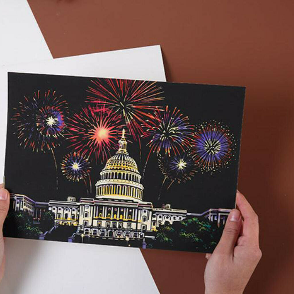 8pcs Magic A4 Scratch Painting Art with Drawing Tools Set for Kids &amp; Adults