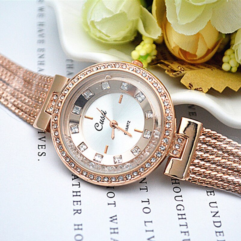 Cussi mærke rose guld armbåndsur kvinder ure luksus diamant kvinders ure damer ur ur montre femme reloj mujer