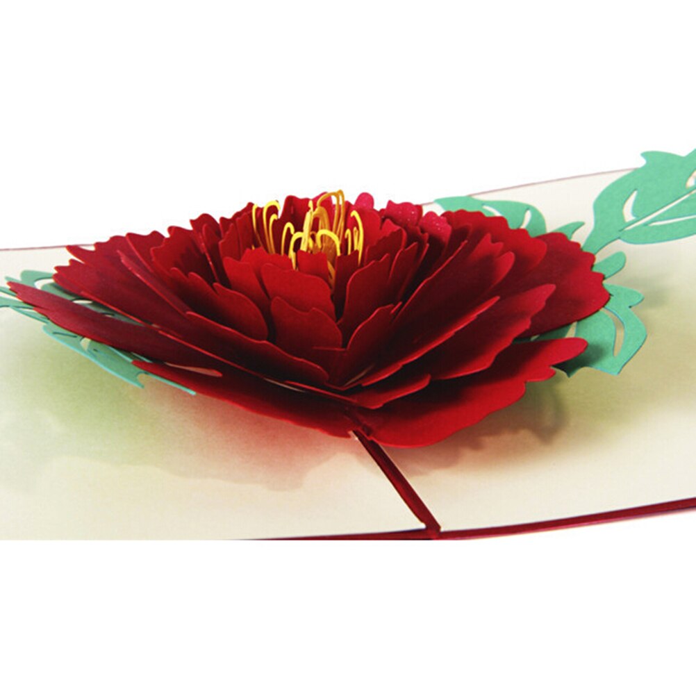 3D Pop Up Postcard Birthday Christmas Year Folding Kirigami Card for Wedding Valentine's Day Peony Pattern Greeting Cards