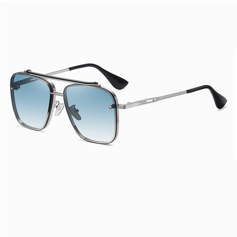 Gafas de sol de color degradado Gafas de sol con montura metálica grande para hombre Protección UV400 para mujer: Morado