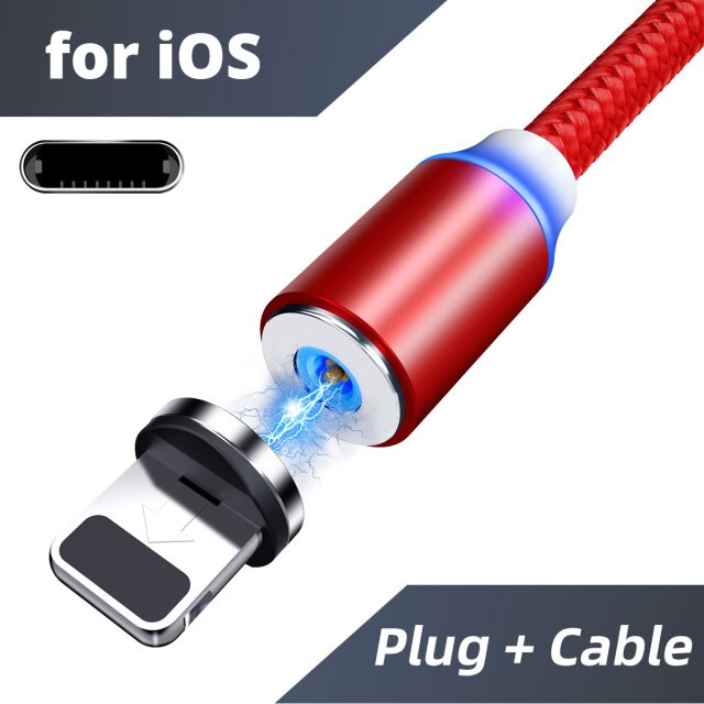 Charger Micro USB Magnet Cable For Iphone Magnetic Charging Cable Type C Magnetic Cable For Samsung Xiaomi Mobile Phone: red for ios / 1m