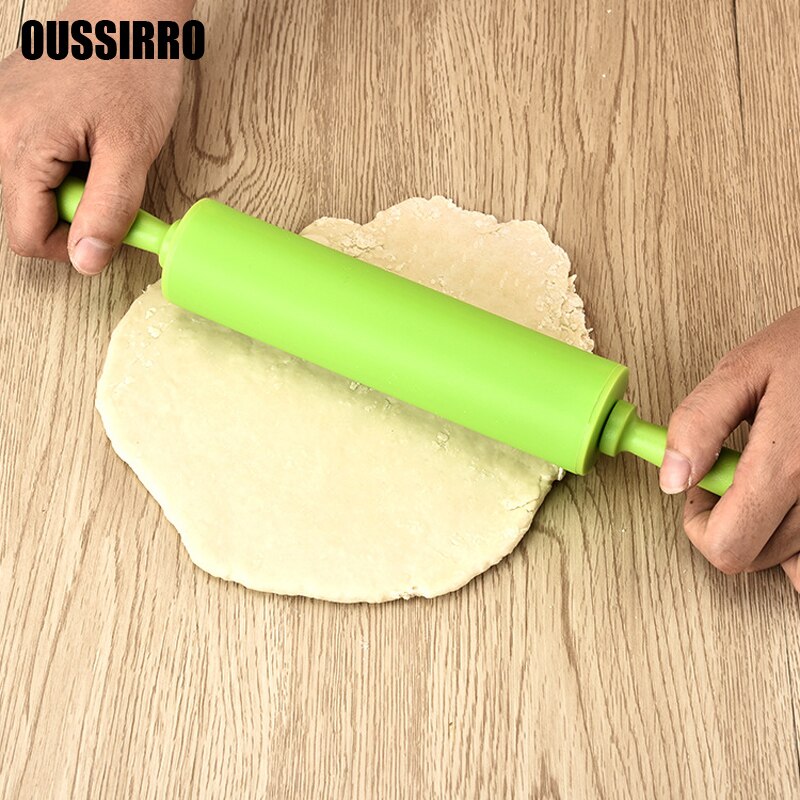 Rodillo antiadherente para fondant para niños, rodillo de masa para pasteles, manualidades, herramienta de cocina para hornear, Color aleatorio