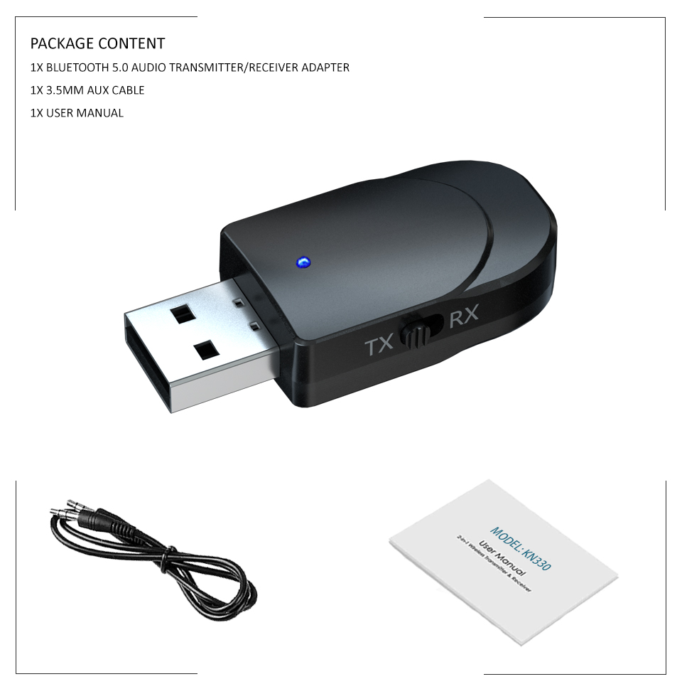 Bluetooth 5.0 sender mottaker mini 3.5mm aux stereo trådløs bluetooth adapter for bil musikk bluetooth sender til tv: Default Title
