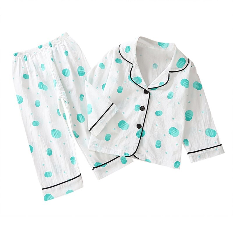 Kinderkleding Kids Pyjama Katoen Tops Broek Herfst Winter Lange Mouwen Nachtkleding Nachtkleding Meisje Jongen Slaap Pyjama Sets: Blauw / L